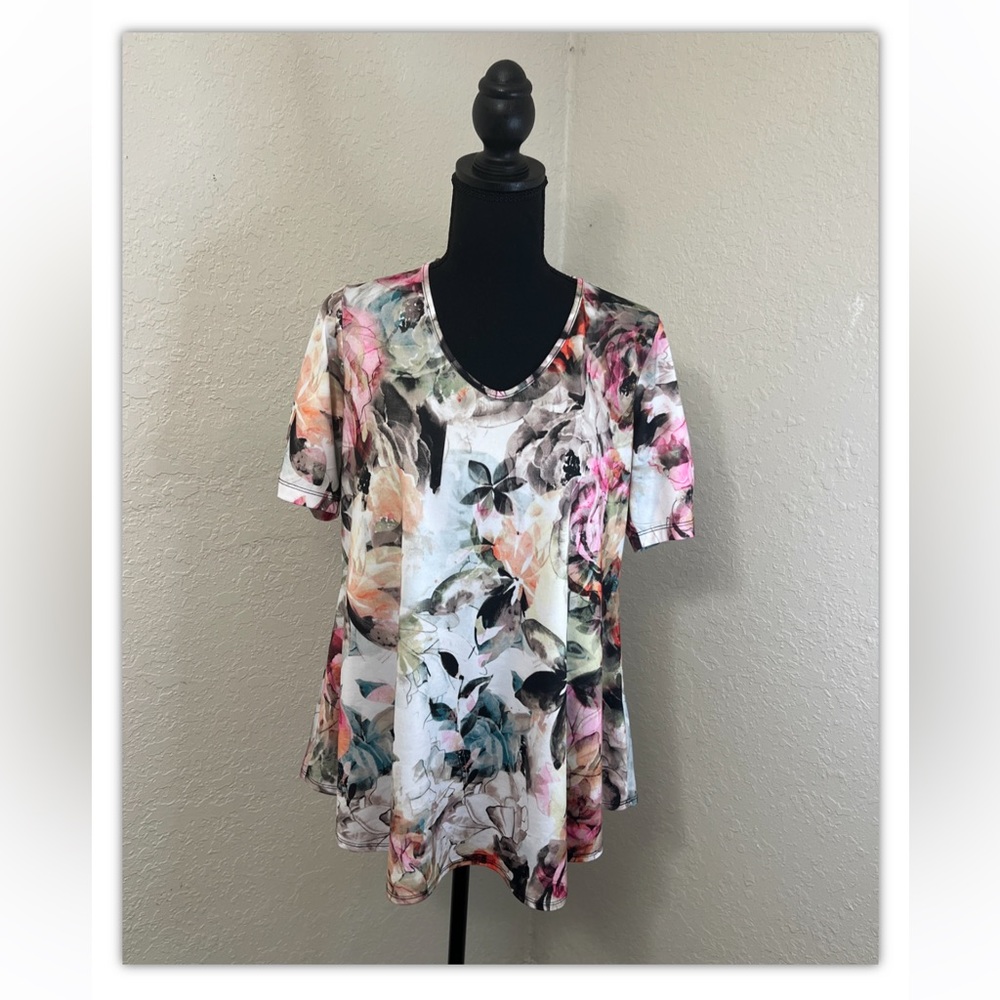 PerSeption Concept Woman’s Blouse Multicolor Short Sleeve Shirt Size M